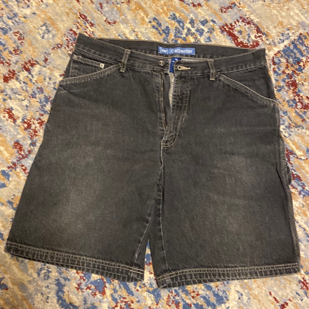 Mens Carpenter Black Cotton Denim Jean Shorts